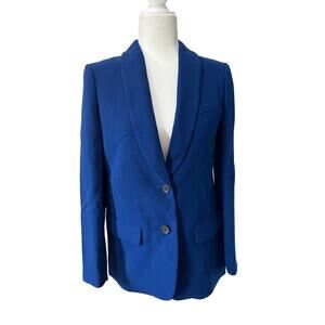 J. Crew Women's Royal Blue Crepe Work Suit Original School Boy Blazer Size 2